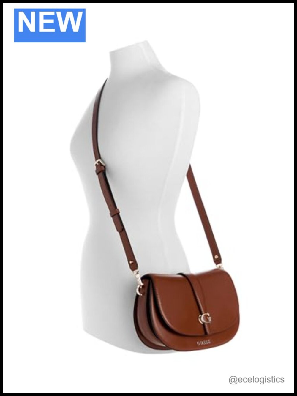 GUESS Carrie Flap Shoulder Bag PU Leather Saddle Bag Magnetic Closure - Picture 6 of 6